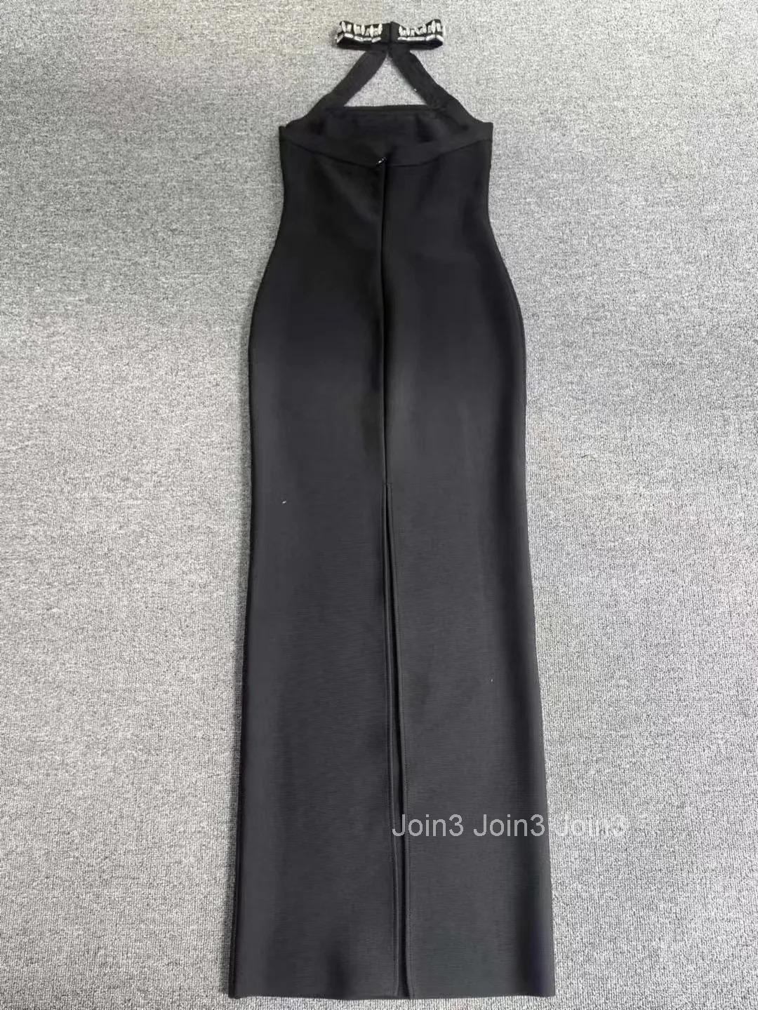 Chic Womens Clothing Sexy Hollow Backless Neck-Mounted Luxury Diamonds Decoration Sleeveless Celebrity Vestidos Black Bandage D
