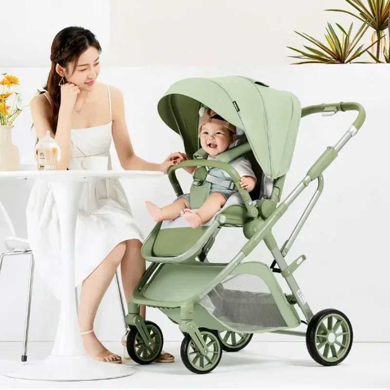 2025 Portable Baby Stroller Foldable Two-way Multifunctional Lightweight Baby Stroller Four-wheel Baby Stroller with Mother Bag XJ250623
