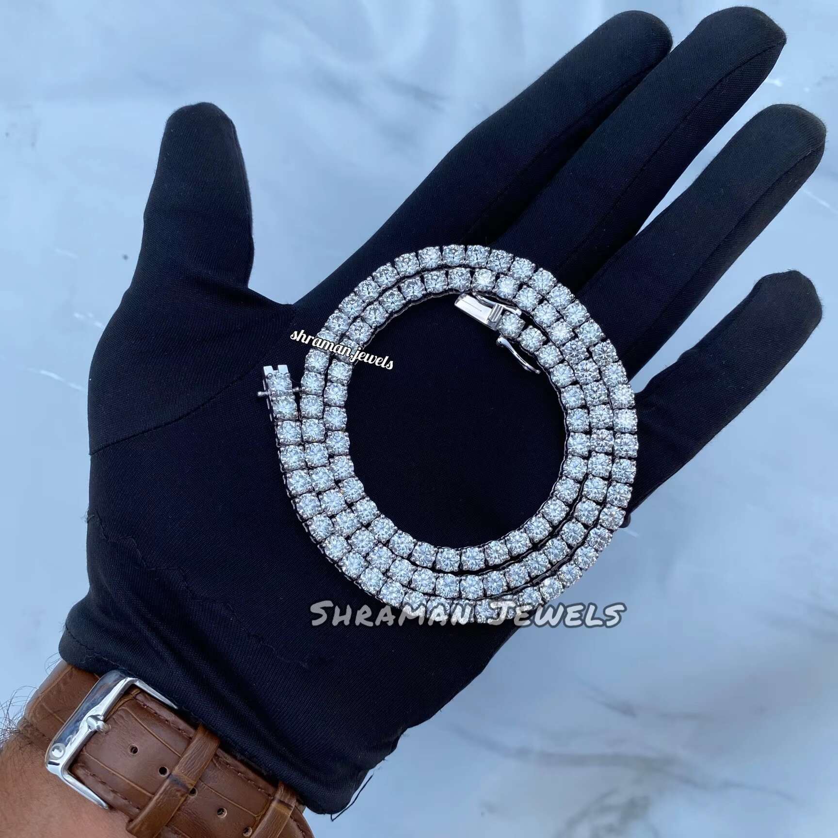 5MM Colorless Custom Tennis Chain 925 Sterling Silver Men and Women Passes Diamond Tester VVS Moissanite Necklace from India