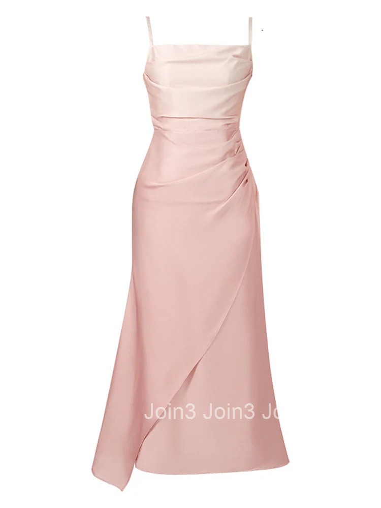 New Summer Fashion Lady Satin Vacation Evening Dress Women Clothing Sweet Sexy Strap Slim Long Party Prom Vestidos Fiesta Robe