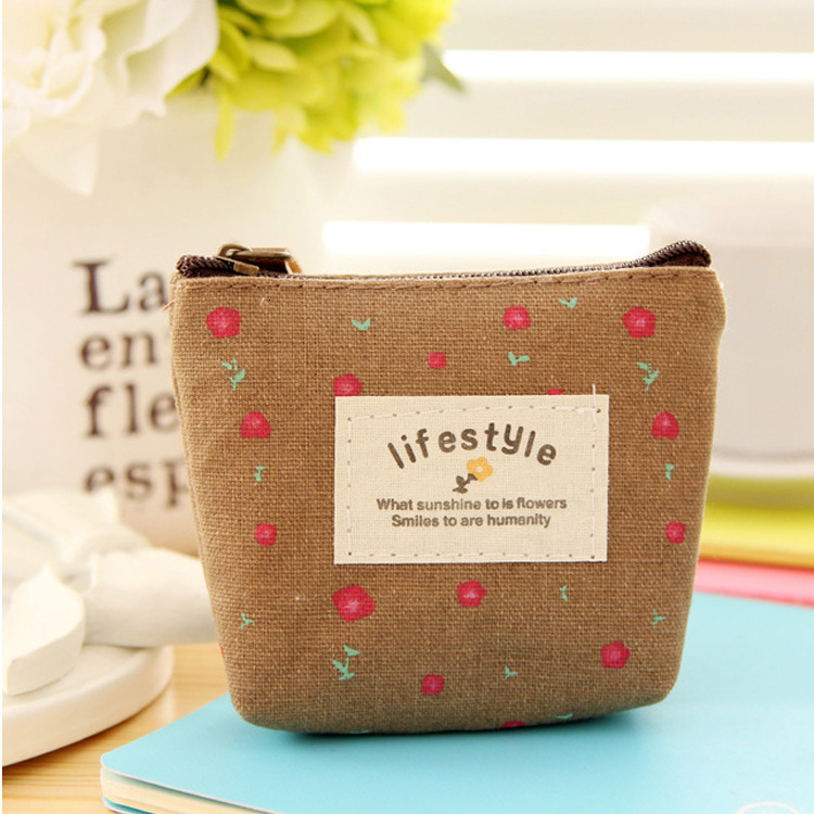 Free Shipping 2025 New Designer Bag Japanese And Korean Style Fresh Floral Coin Purse Pastoral Mini Cartoon Canvas Bag Portable Key Holder Coin Bag