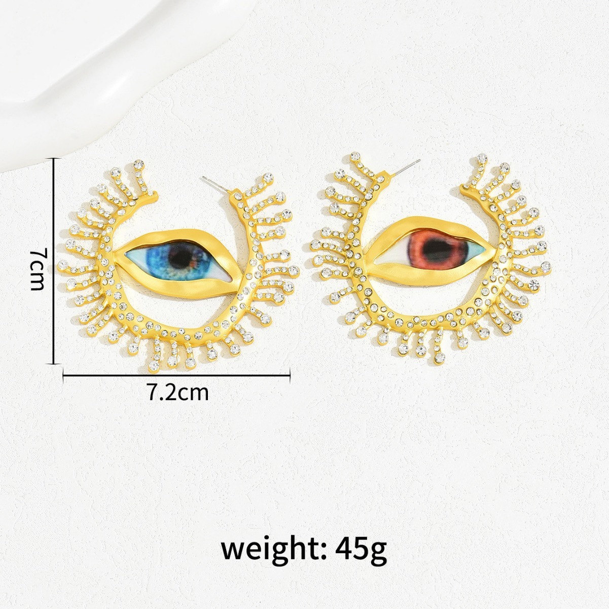 Hip Hop Vintage Style Women's Personality Inlaid Fashion Design Stud Earrings Demon Eye Ear Jewelry