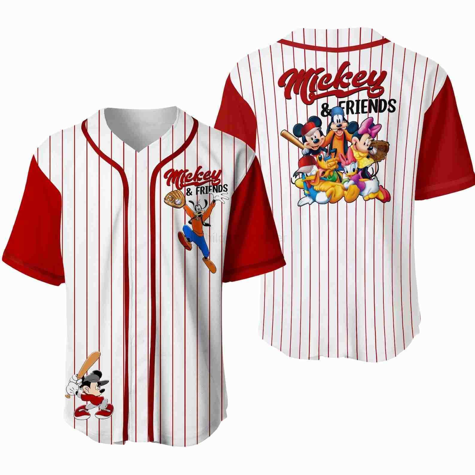 Disney Summer Kids Baseball Jersey Mickey Mouse Tops Tees Children Cute Cartoon Clothing Boys Girls Baseball Uniform Streetwear W250623