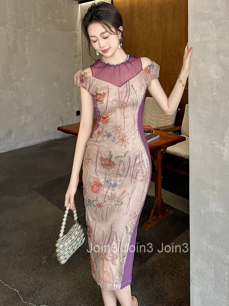 Summer Fashion Lady Floral Vintage Evening Dress Women Clothes Elegant Luxury Sexy Hollow Slim Long Party Prom Vestidos Fiesta