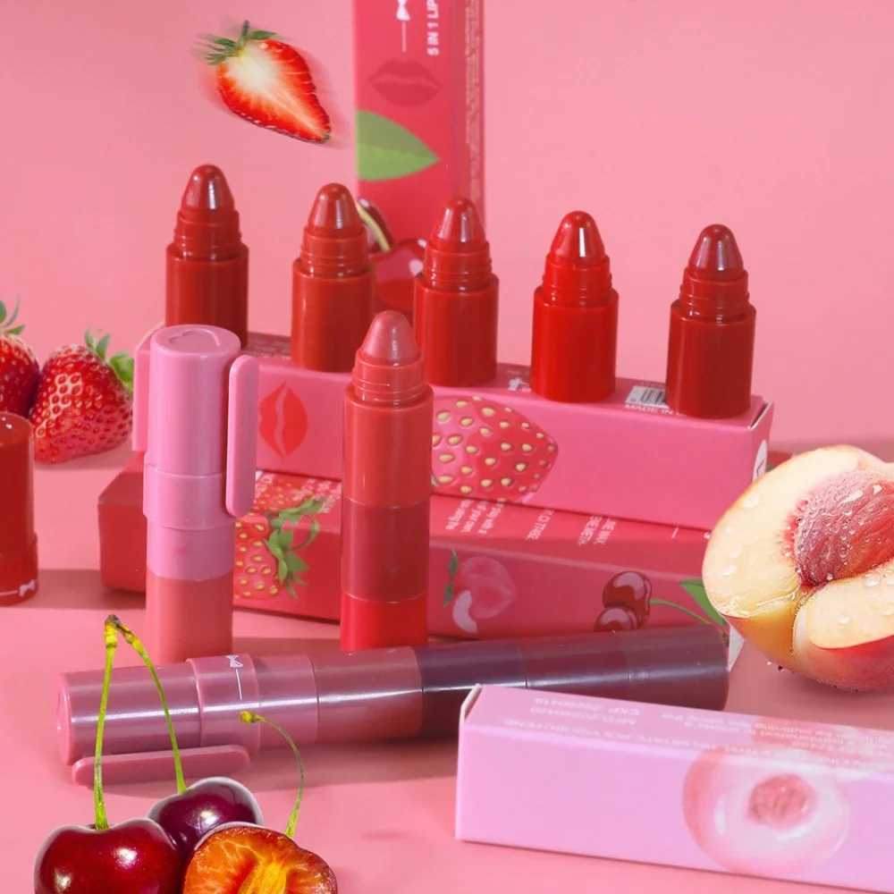 5 in 1 Matte Lipstick Crayon Kit Combo Red Purple Lip Tint Velvet Sexy Multicolour Lipstick Pen Non-stick Cup Lasting Lip Makeup XJ250623