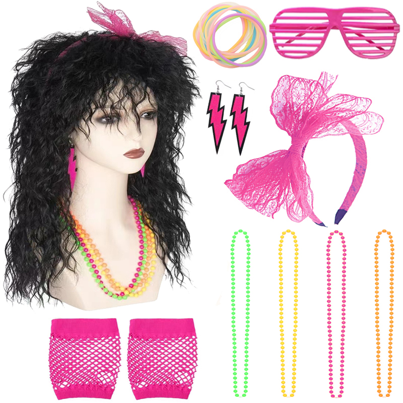 Mixed color flame retardant women's wig set curved wig 20 inches multi-color suitable for all occasions during the festival decoration