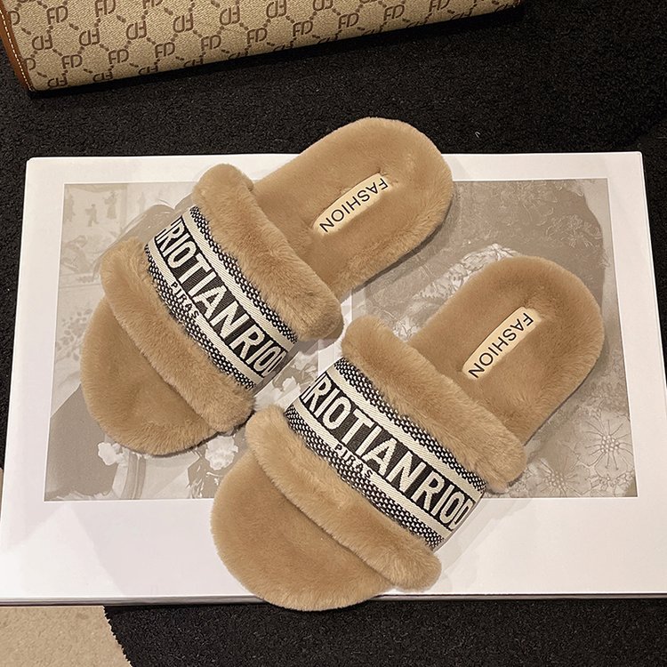 free shipping shoes designer sandals flat sandals for women soft warm slides slippers black white brown rose red plus size