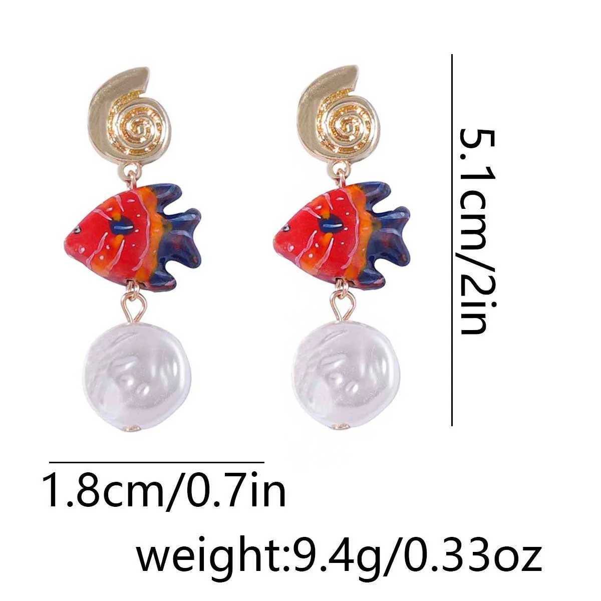 Colorful Ceramic Fish Pearl Drop Starfish Conch Earrings Ocean Style ly Earring Jewelry For Women Summer Vacation XJ250623