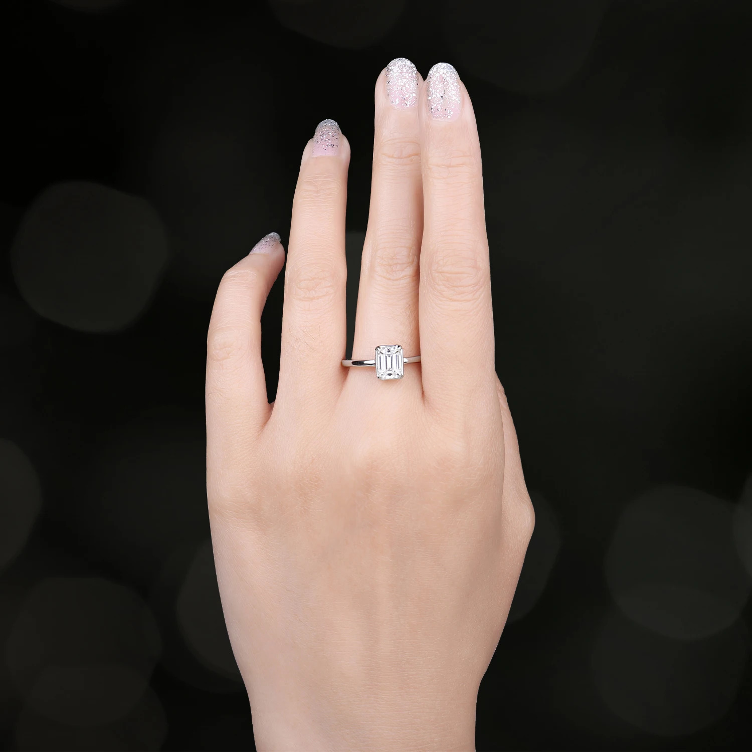 Jewelry 5A CZ Emerald Cut Solitaire 925 Sterling Silver Wedding Engagement Ring for Woman Anniversary Gift Fine Jewelry 250617