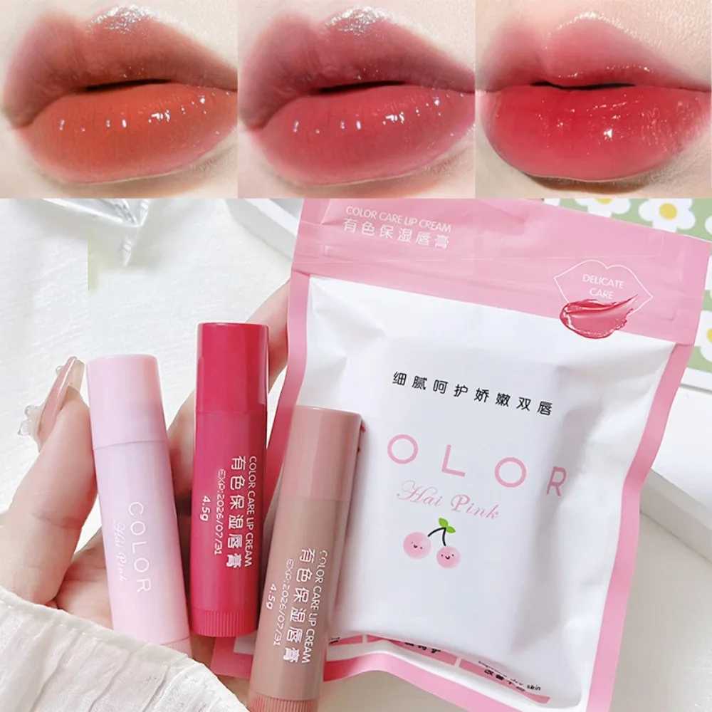 Lipstick Cute Red Tint Makeup Care Cosmetics Colored Lip Balm Lipstick Moisturizing Fade Lip Line Anti-drying Lip Makeup Set XJ250623