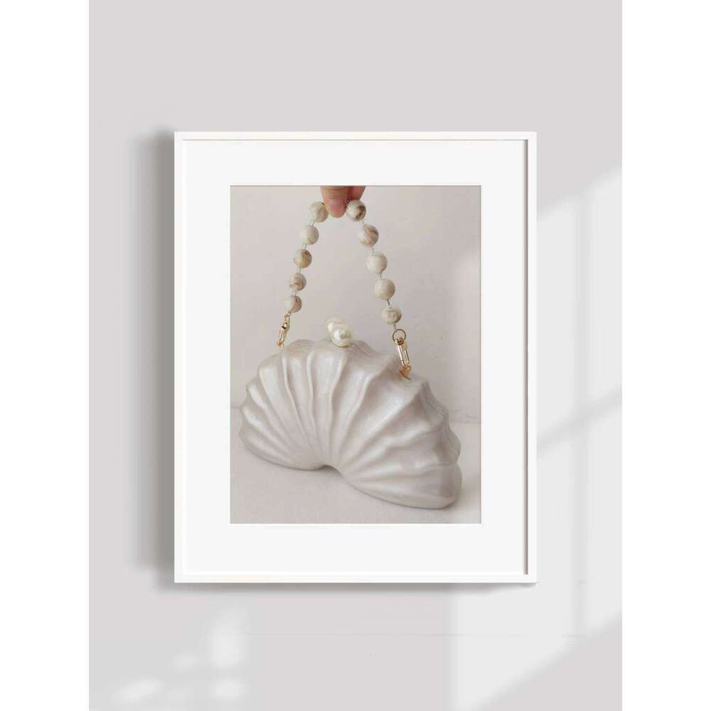 Original Shell Half Room Acrylic Beaded Bag Box Clutches Party Evening Purse Women Shoulder Travel Beach Mini Summer Handbags
