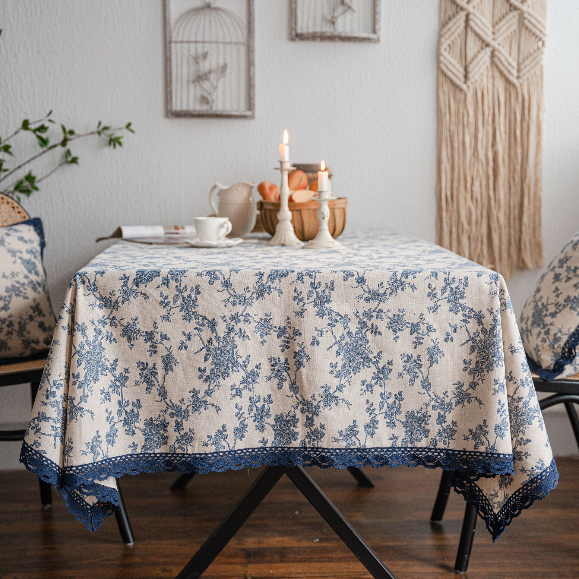 90135 Bohemian thick tablecloth american style tablecloth flower jacquard tablecloth