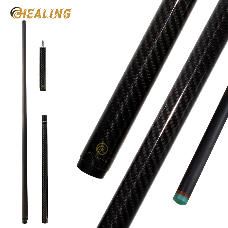 Okhealing 3-PC Carbon Fiber Billiard Jump Cue with Extension Pool Cue Sticks with Extender Black Technology Bakelite 13.8mm Tip Length 48in Uni-loc or