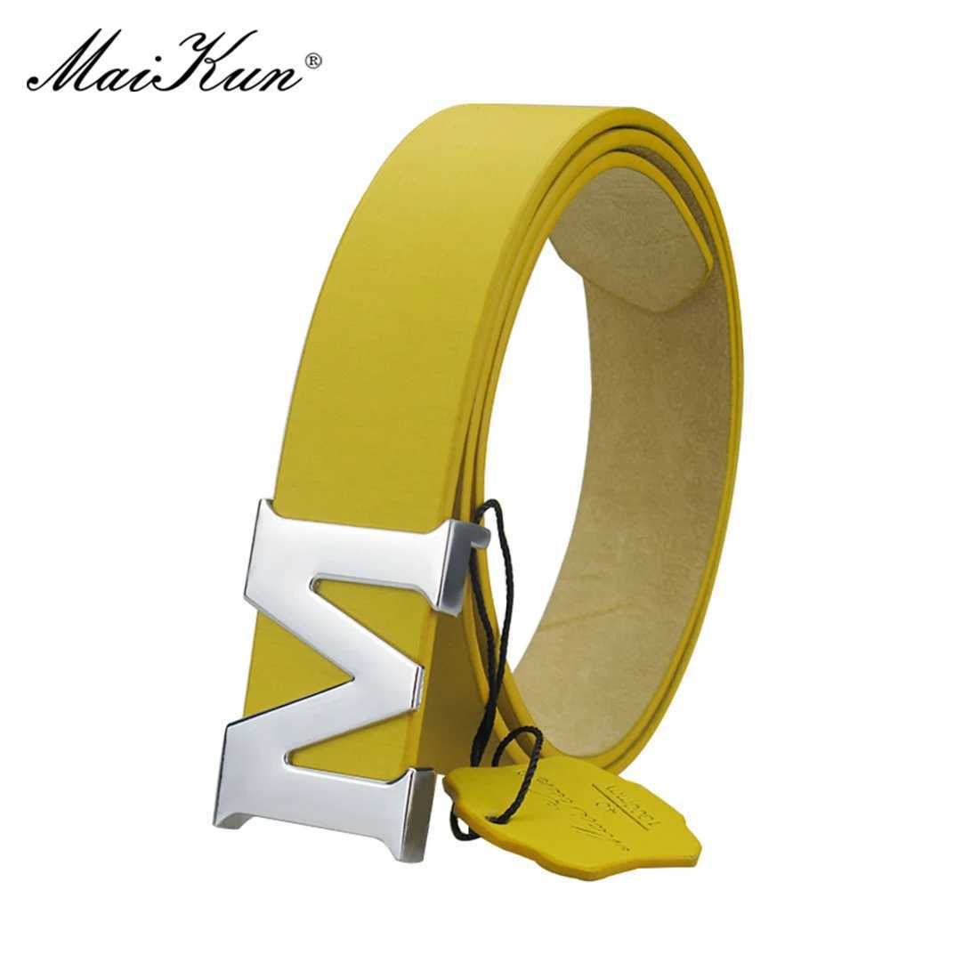 Maikun Womens Leather Belts Removable Letter M Plate Buckle High Quality PU Leather Belt For Jeans Dress Halloween l25062312