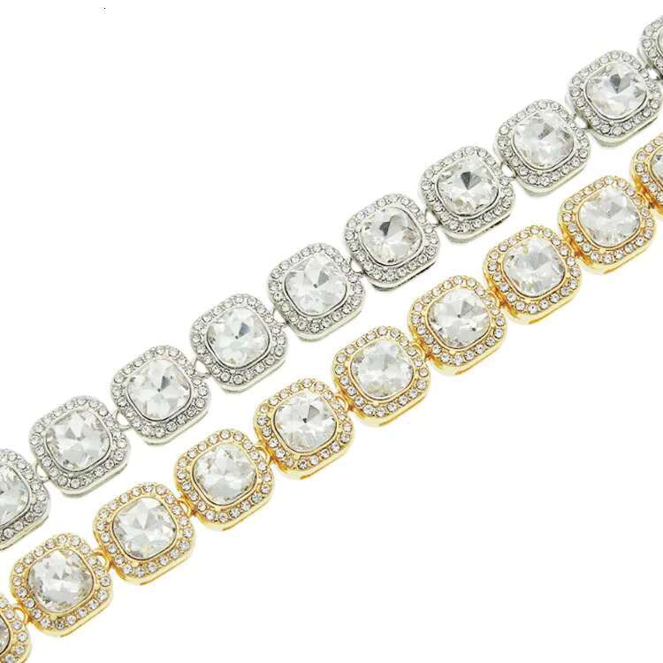 Crystals Fashion Gold Rhinestone Ice Cuban Link Hip Hop Mens Chains Necklace Jewelry for Men link with clasp