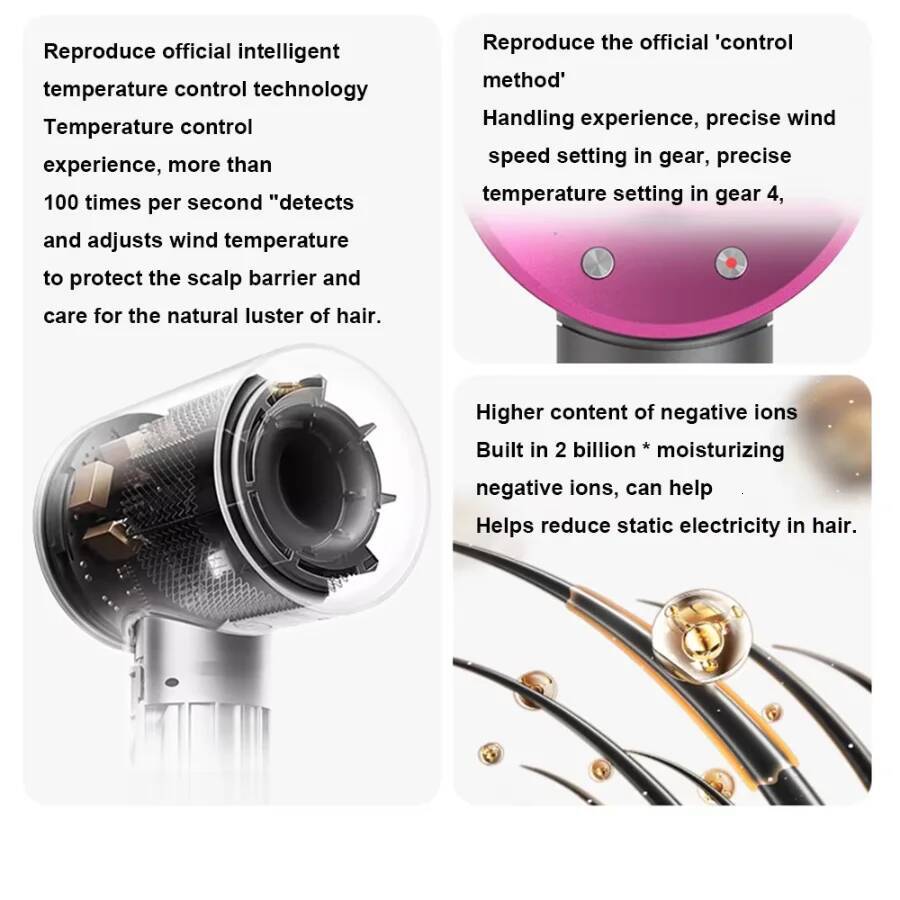 Leafless constant temperature dryer for personal care and styling; home professional hair style accessories kit (5+1)
