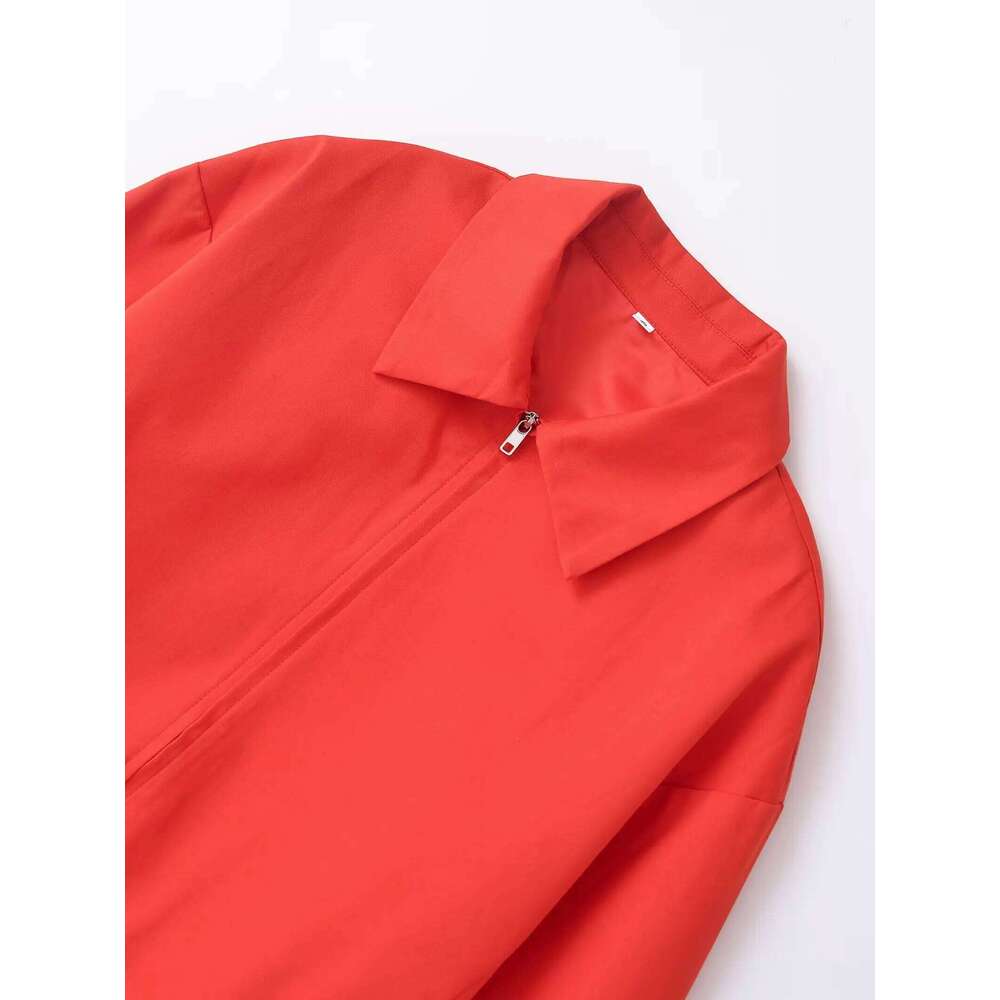 New Women's Clothing European And American Style Fashion Simple All-Match Zipper Pocket Jacket