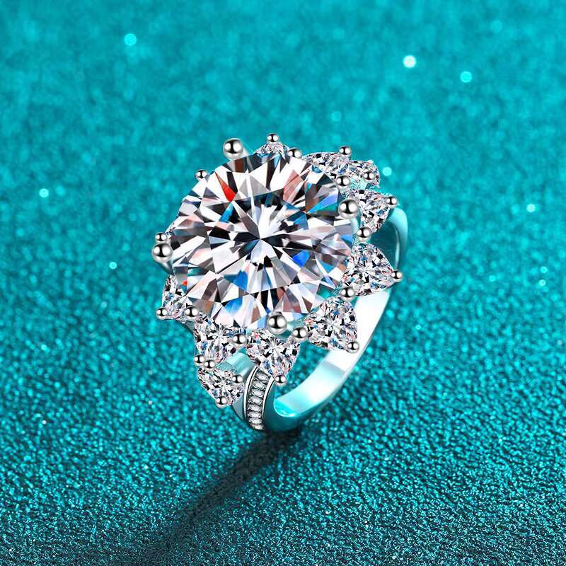 Big 10 Ct Fine Jewelry Wedding Ring 925 Silver Round Brilliant Cut Diamond Ring Women 14K Engagement Moissanite Ring Gift