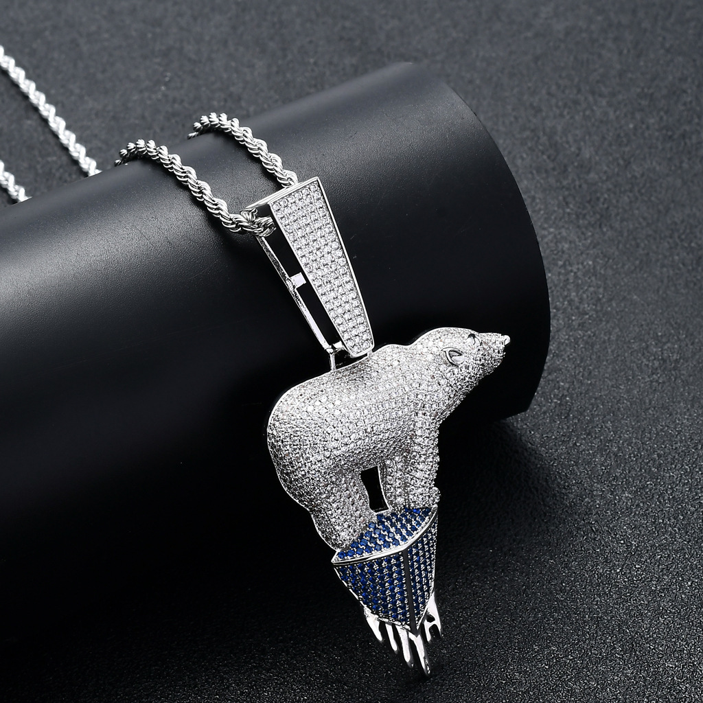 Luxury Moissanite Jewelry New Hip Hop Accessory Glacier Polar Bear Pendant Iced Out Pendant Pass the diamond tester