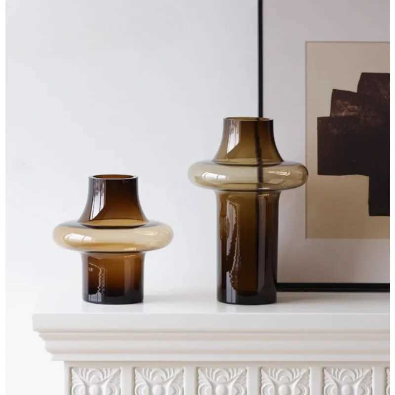 Medieval Vase High-end Art Glass Vase Decoration Living Room Water-raised Flowers Dried Flowers Flower Arrangement Device l250623