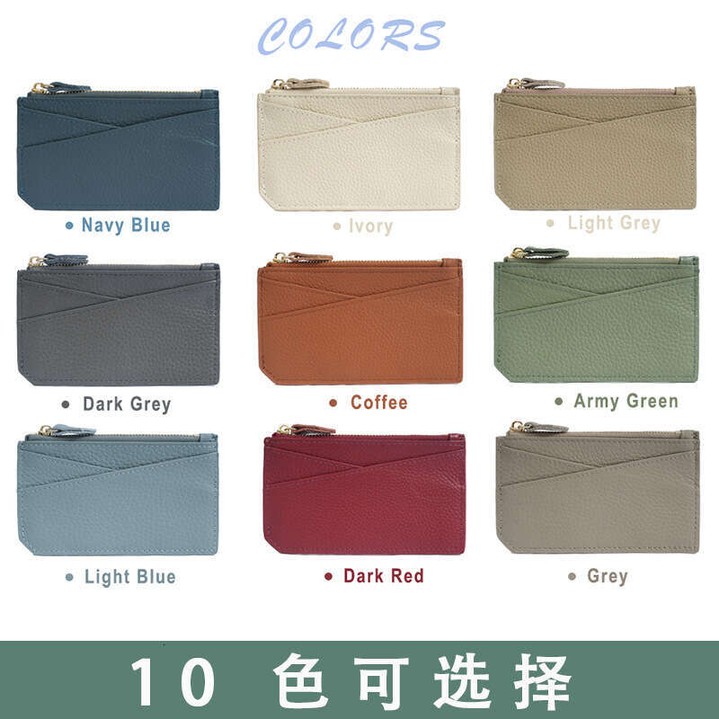 Genuine Leather Women's Wallet Ultra-thin Fashion Zipper Korean and Japanese Style Cowhide Coin Purse Card Holder