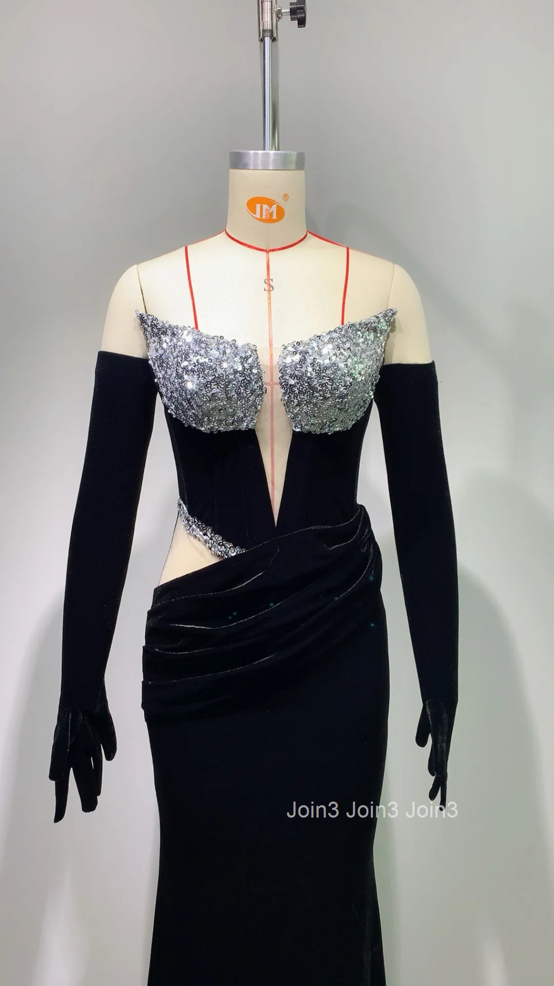 Elegant Black Long Dress With Gloves Fashion Diamond Sexy Hollow Straplss Skirt Chic Womens Clothing 2025 Summer New Vestidos