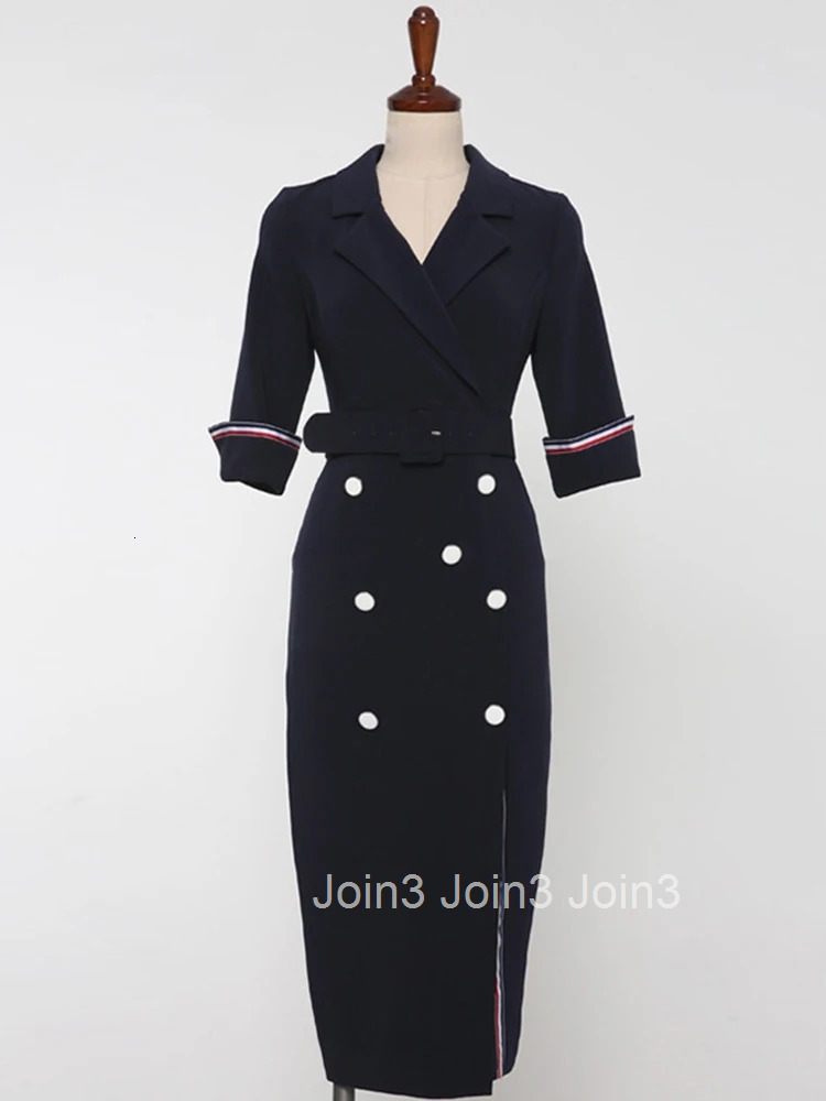 Korean Elegant Women Dress Temperament Formal Vintage Notched Neck Belt Slim Slit Mini Party Club Commute Femme Mujer Vestidos
