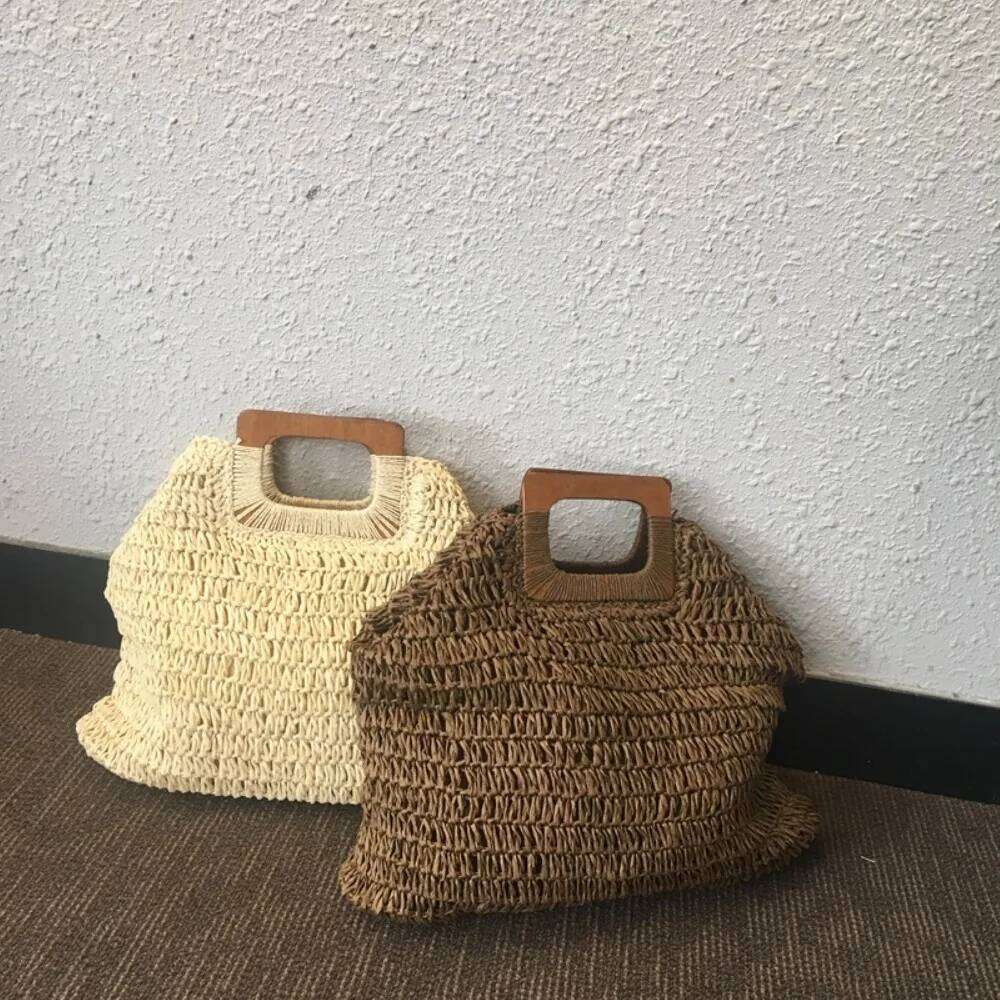 Simple Street Fashion Bag Women Summer Beach Large Capacity Ladies Handbags Handmade Straw Bag Bohemian Rattan Travel Tote