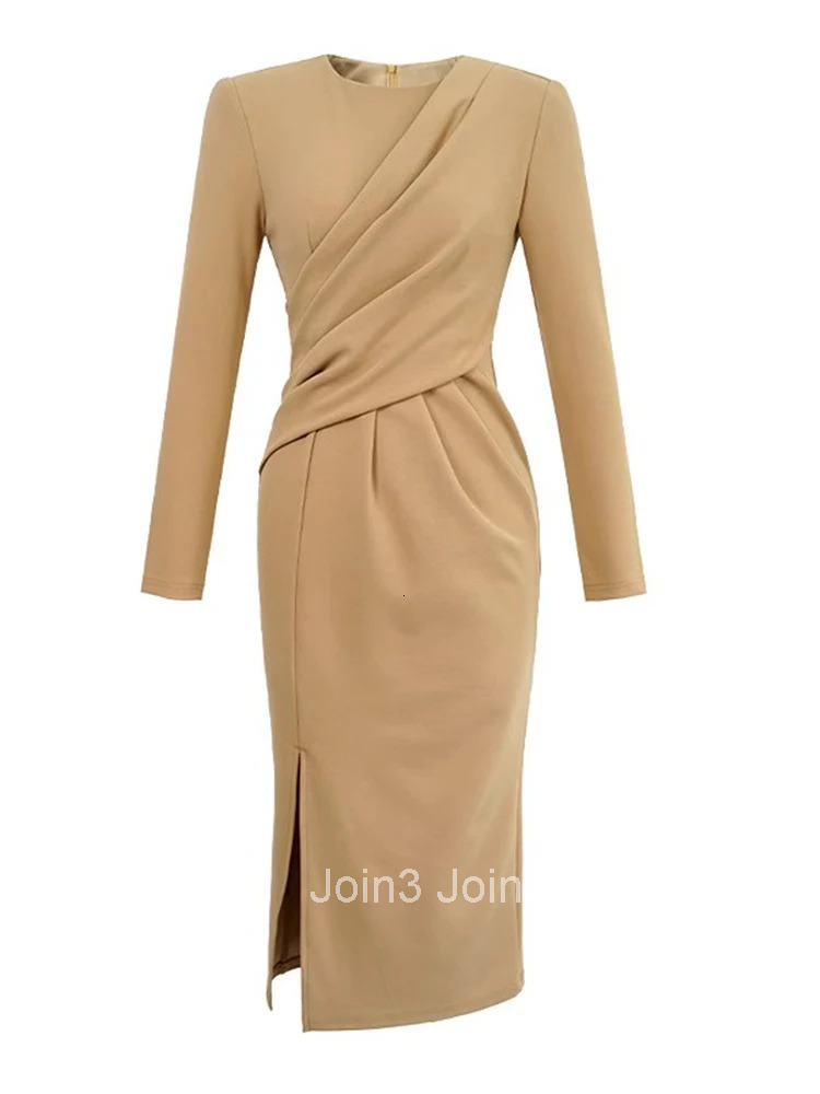 New Chic Elegant Business Ladies Formal Occasion Pencil Dresses Mujer Women Clothing Solid V-Neck Asymmetrical Vestidos Fashion