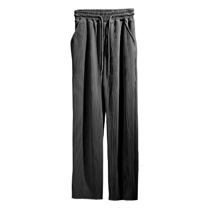Cross-border Spring and Autumn Men's Casual Loose Straight with Draping Effect Striped High Waist Wide Leg Pants