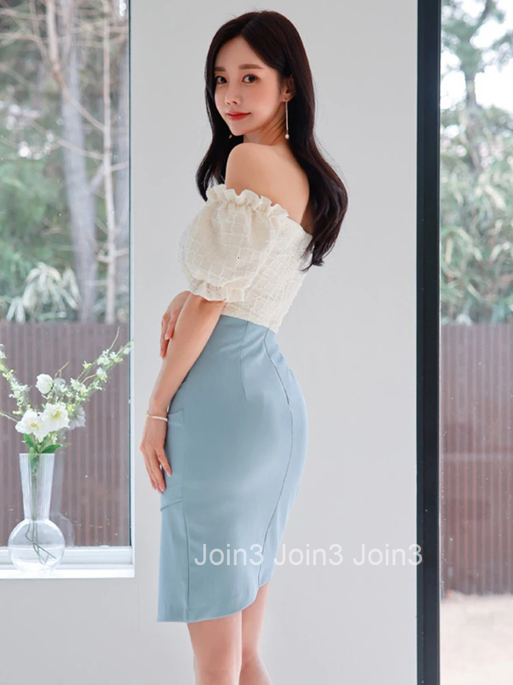 New Fashion Summer Fake 2 Pieces Party Prom Short Dress Women Chic Sexy Off-Shoulder Slim Wrap Hip Midi Irregular Mujer Vestidos