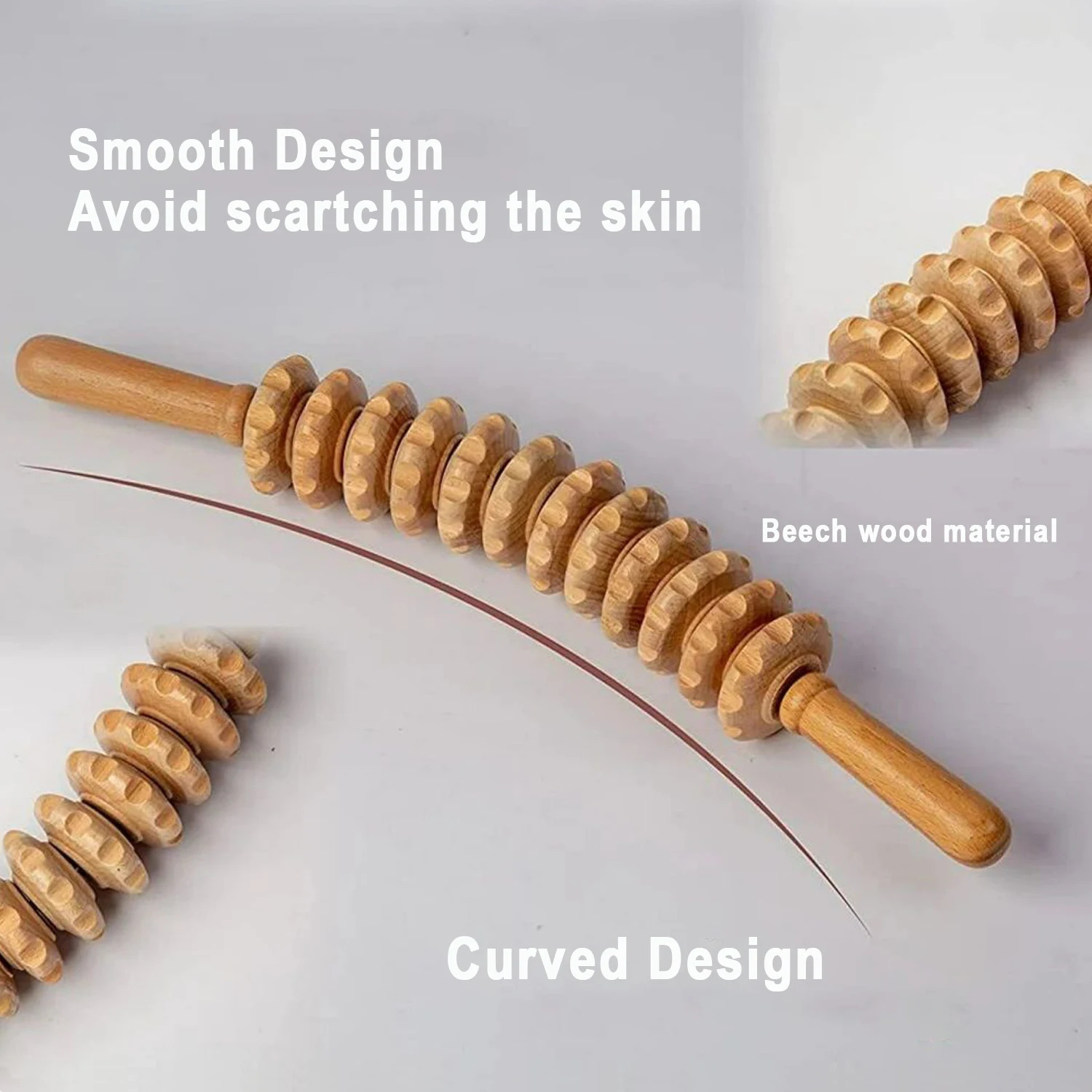1pc 12 Rollers Handheld Wooden Massager for Trigger Point Therapy Cellulite Reduction and Muscle Relaxation 250619