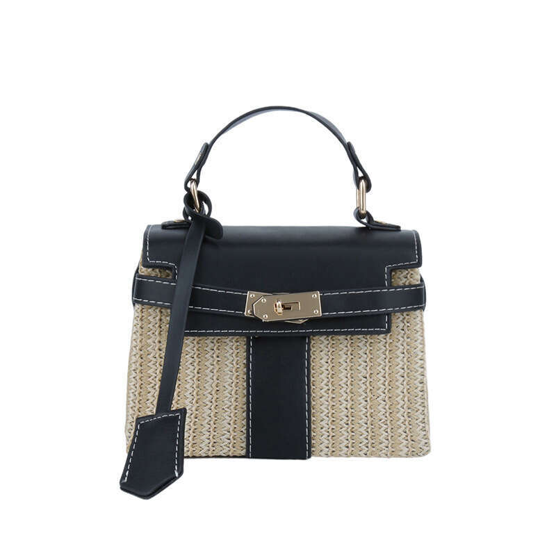 Women's 2025 New Handmade Rattan Woven Summer Fashion Versatile Straw Handbag Small Square Bag