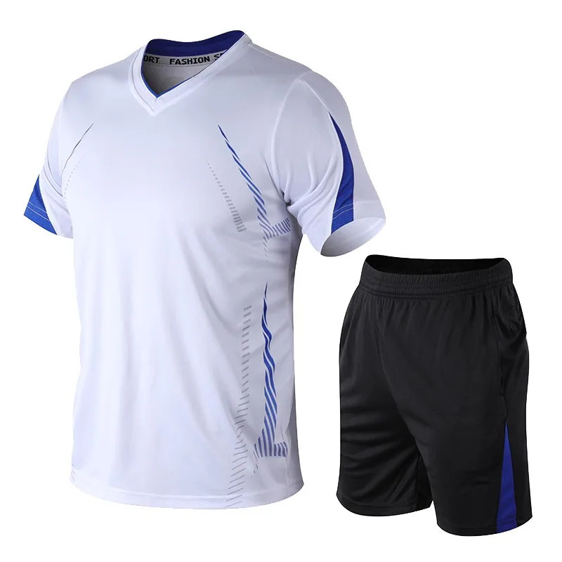 Ice silk quick drying sportswear mens summer casual shorts set mens trendy breathable sports running and fitness T-shirt 250617