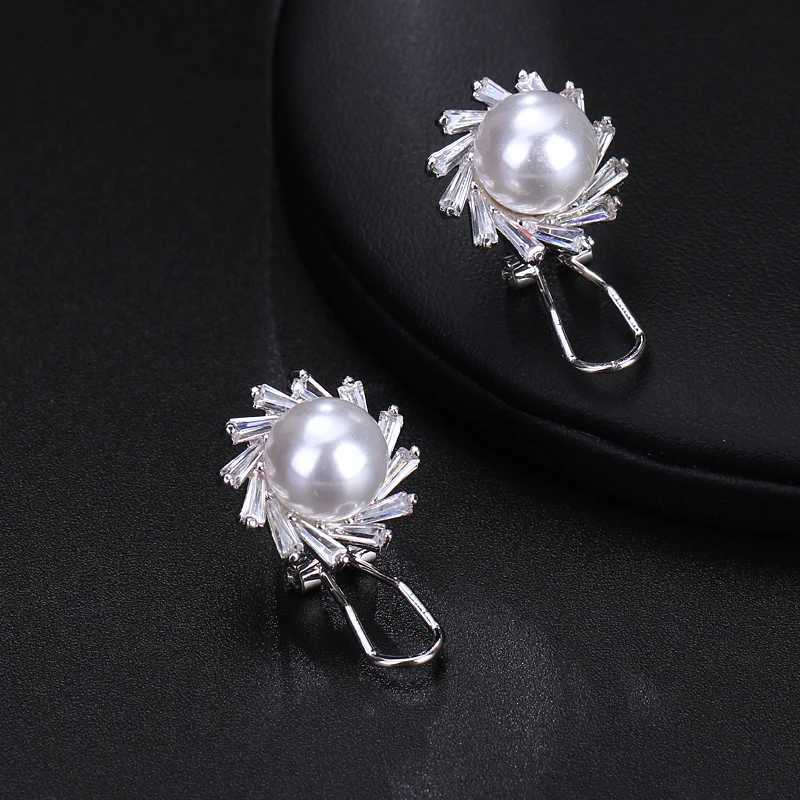 EMMAYA Luxury Annular Crystal White Zircon Stud Earrings Simple Pearl Earrings For Women Girls Gift Party XJ250623