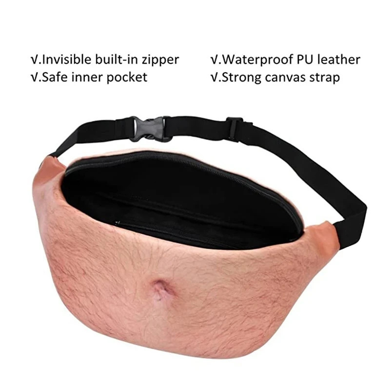 Funny Pop Dad Bod Money Belt Bag Womwn Travel Shoulder Bags Flesh Color Creative Fanny Pack Beer Fat Belly Bum Pouch Waist 250612
