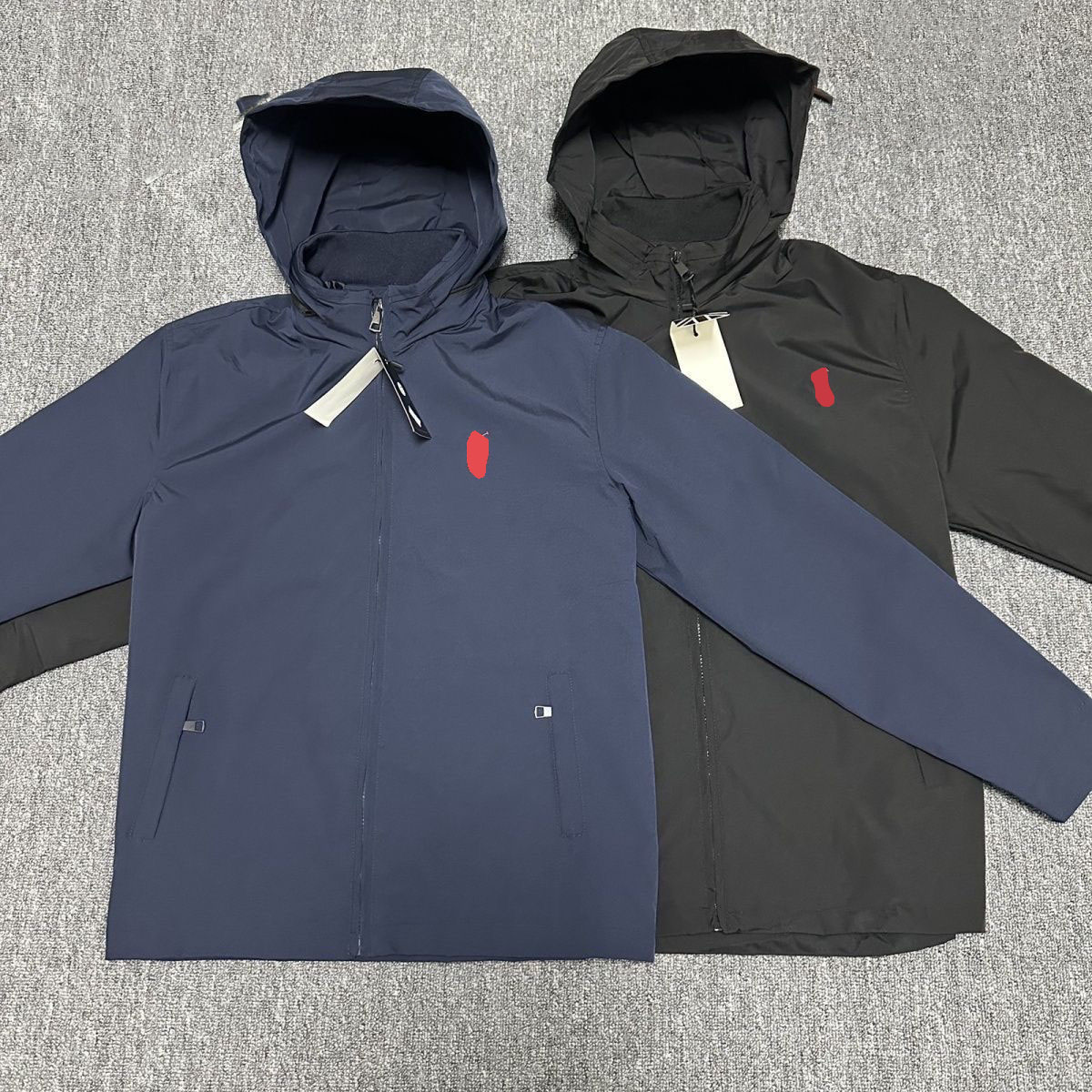 Men's Polo Vintage Style Stand Collar Hooded Jacket Classic Ruff Design Embroidered Horse Casual Outerwear for Spring Autumn Full Zip High quality