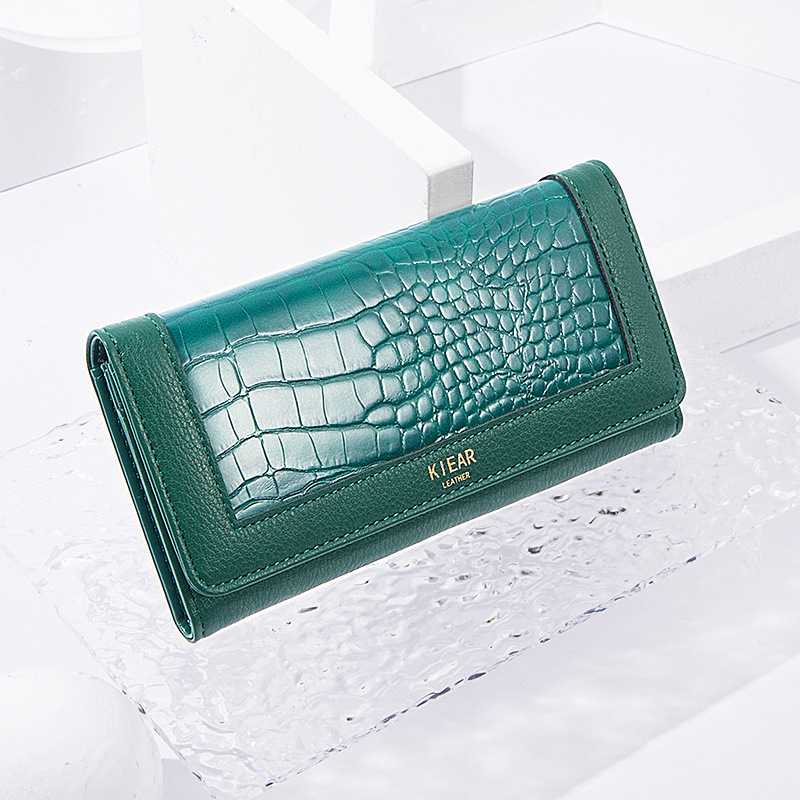 Free Shipping 2025 New Designer Bag New Women Wallet Long Style Women's Wallet European And American Crocodile Pattern Buckle Women's Clutch