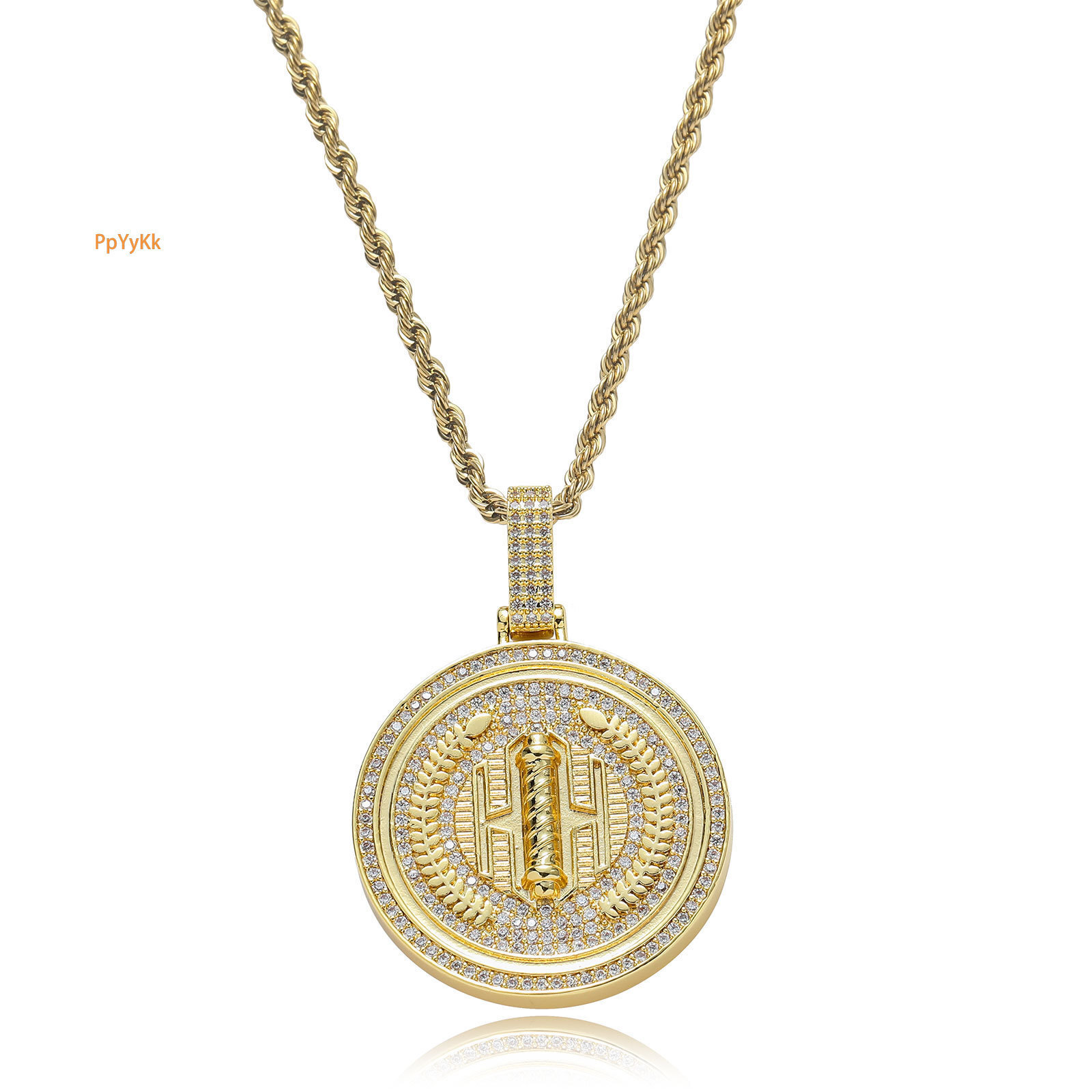 Luxury Moissanite Jewelry Hip Hop Round Wheat Ear Medal Pendant Creative Trendy Iced Out Hip Hop Chain Pass the diamond tester