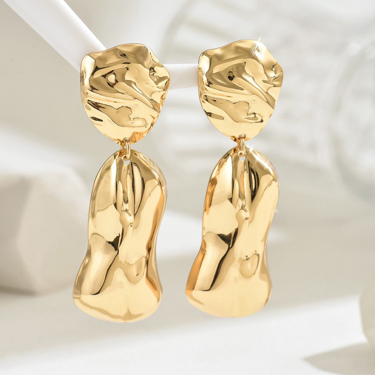 New Fashion Pleated Women's Irregular Metal Design Sense Earrings Jewelry
