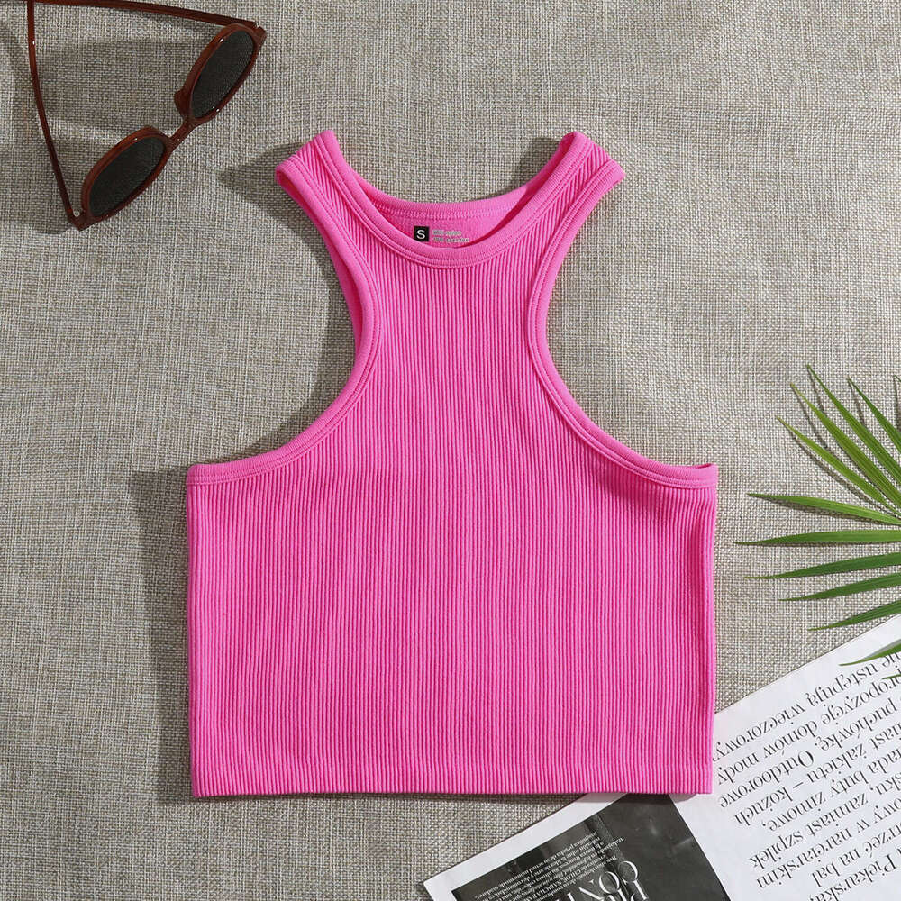 Women's Halter Neck Nylon Sports Bra Yoga Sweat-Wicking Seamless Underwear Running Quick-Dry Tank Top Short Style