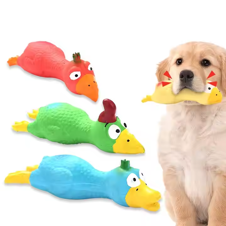 Rubber Squeaky Bird Dog Toys for Puppy Dogs Teeth Grinding Cleaning Training Interactive Chewing Dog Toys 4pcs/Pack