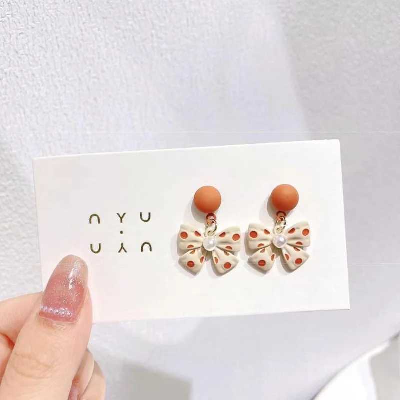 1 Pair Fashion Bowknot Imitation Pearl Cute Zinc Alloy Drop Earrings for Women Party Wedding Jewelry Accessories 2024 XJ250623