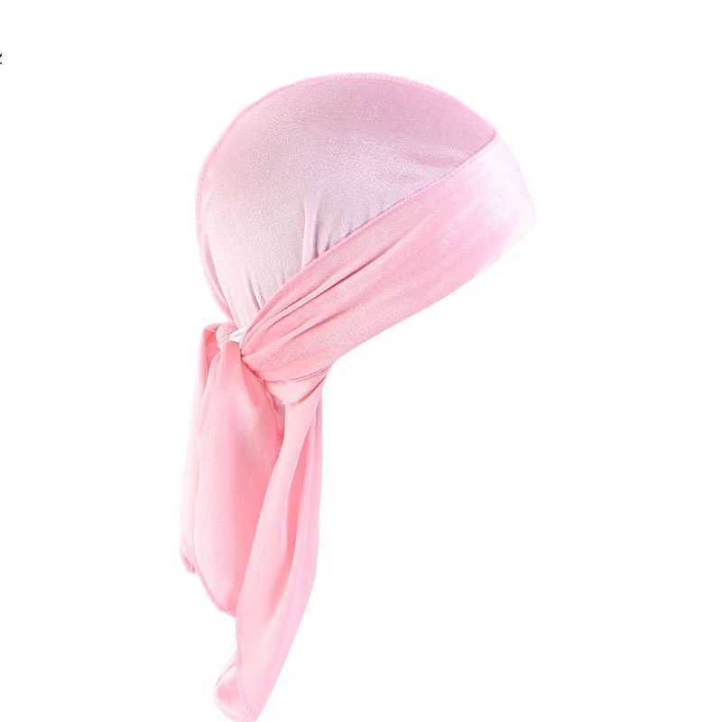 New Unisex Solid Color Soft Velvet Longtail Pirate Hat Breathable Bandana Durag Long Ribbon Cape Baotou Headband Du-Rag M250623