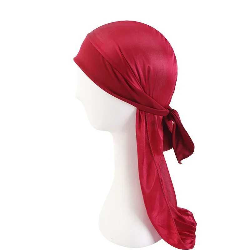 Unisex Mens Silky Durag Long Tail Silky Scarf Muslim Doo Rag Pirate Hat Durag Chemo Caps Skull Hat Turban Hair Band Bandanas M250623