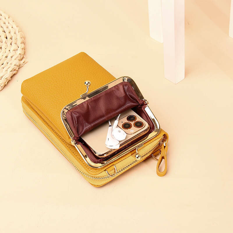 Korean Style New Phone Women's Wallet PU Long Coin Purse Multifunctional Mini Shoulder Crossbody Bag