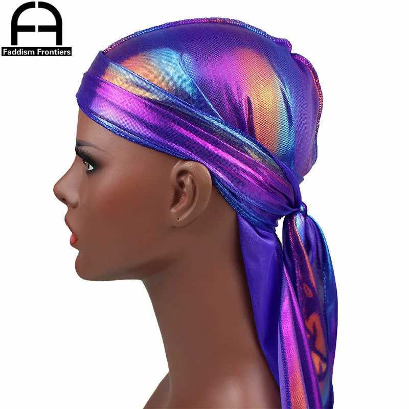 Mens Colorful Sparkly Durags Turban Bandanas Men Shiny Silky Durag Headwear Headband Hair Cover Accessories Wave Caps Rags Hat M250623