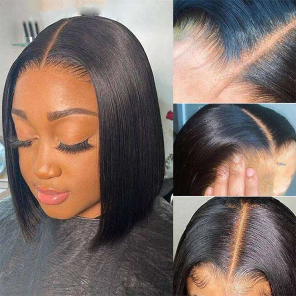 Wear Go Glueless 13x4 Bone Straight Bob Front Human Hair Wigs For Women Brazilian HD Transparent Lace Frontal Wig 180%