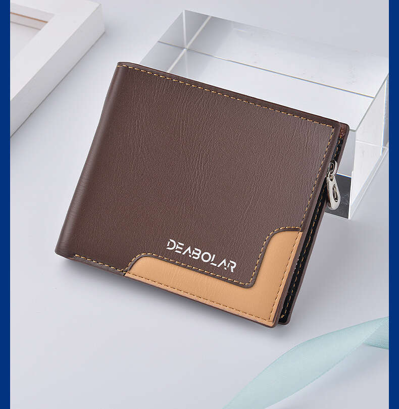 2021 Fashion Men's Personality Soft Leather Wallet Short Style Multi-Card Slot Large Capacity Coin Purse