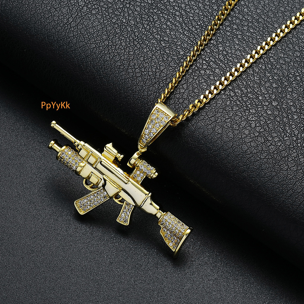 Personalized Trendy Hip Hop Accessory Gun Shaped Pendant Iced Out Cool Moissanite Necklace Pass the diamond tester